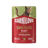 Супер премиум пауч в желе за кастрирани  котки Carnilove Duck with Catnip с патешко месо и котешка мента 85 гр